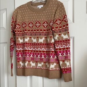 Charter Club Brown and Red Patterned Sweater